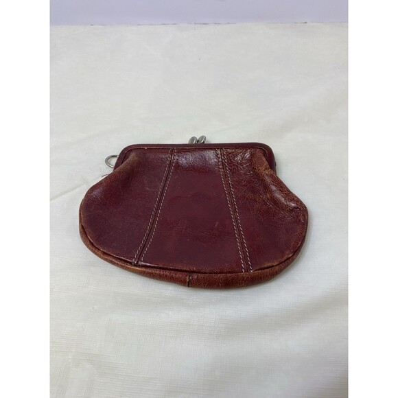 Fossil Leather Coin Purse Wallet Red Leather Vintage Kiss lock - Picture 1 of 12
